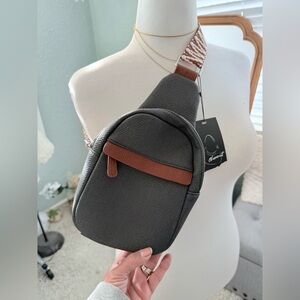 Gray and Brown Crossbody Bag